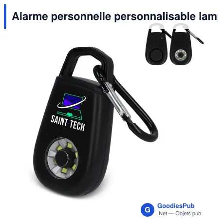 Alarme personnelle personnalisable lampe et porte-clés avec logo - R-ABS recyclé