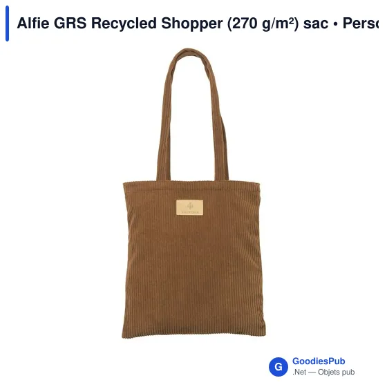 Sac cabas personnalisable Alfie GRS Recycled Shopper avec logo - Image 1
