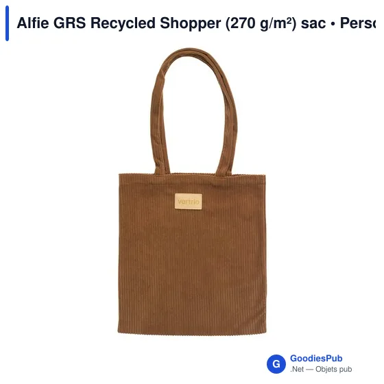Sac cabas personnalisable Alfie GRS Recycled Shopper avec logo - Image 5