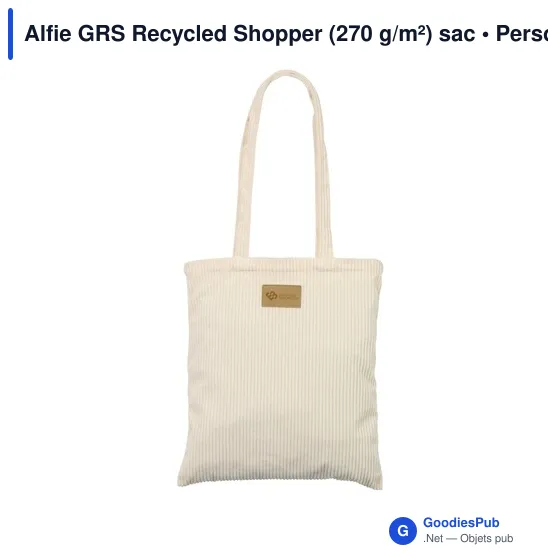Sac cabas personnalisable Alfie GRS Recycled Shopper avec logo - Image 8