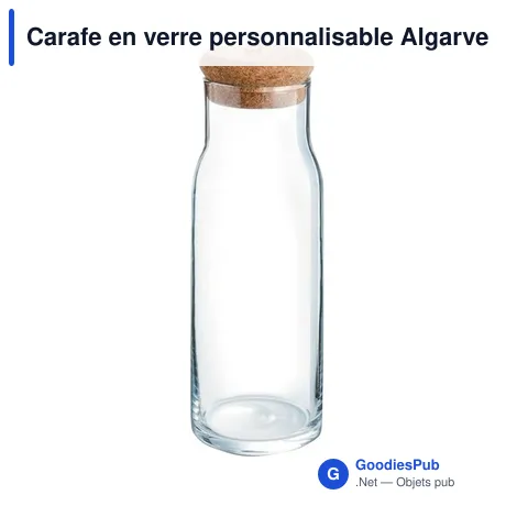 Carafe en verre personnalisable Algarve 1 L avec bouchon en liègeavec logo