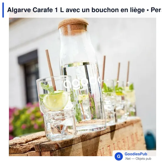 Carafe en verre personnalisable Algarve 1 L avec bouchon en liègeavec logo - Image 3