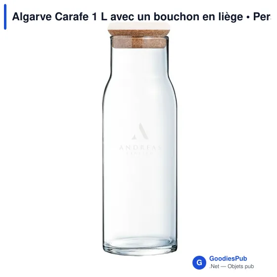 Carafe en verre personnalisable Algarve 1 L avec bouchon en liègeavec logo - Image 5