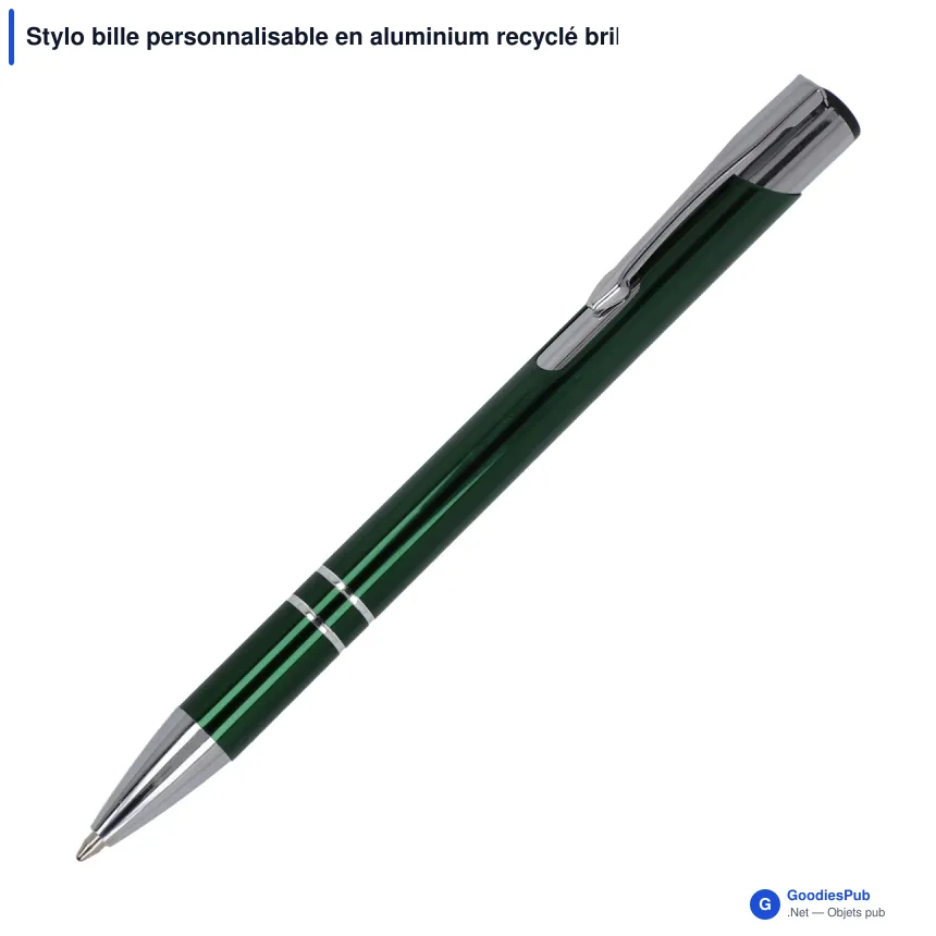 Stylo bille personnalisable en aluminium recyclé brillant encre noire - Alicante - Image 12