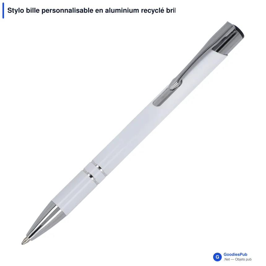 Stylo bille personnalisable en aluminium recyclé brillant encre noire - Alicante - Image 6