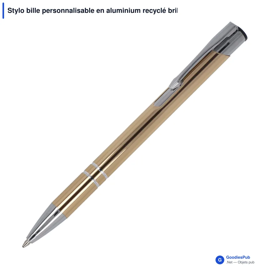 Stylo bille personnalisable en aluminium recyclé brillant encre noire - Alicante - Image 7