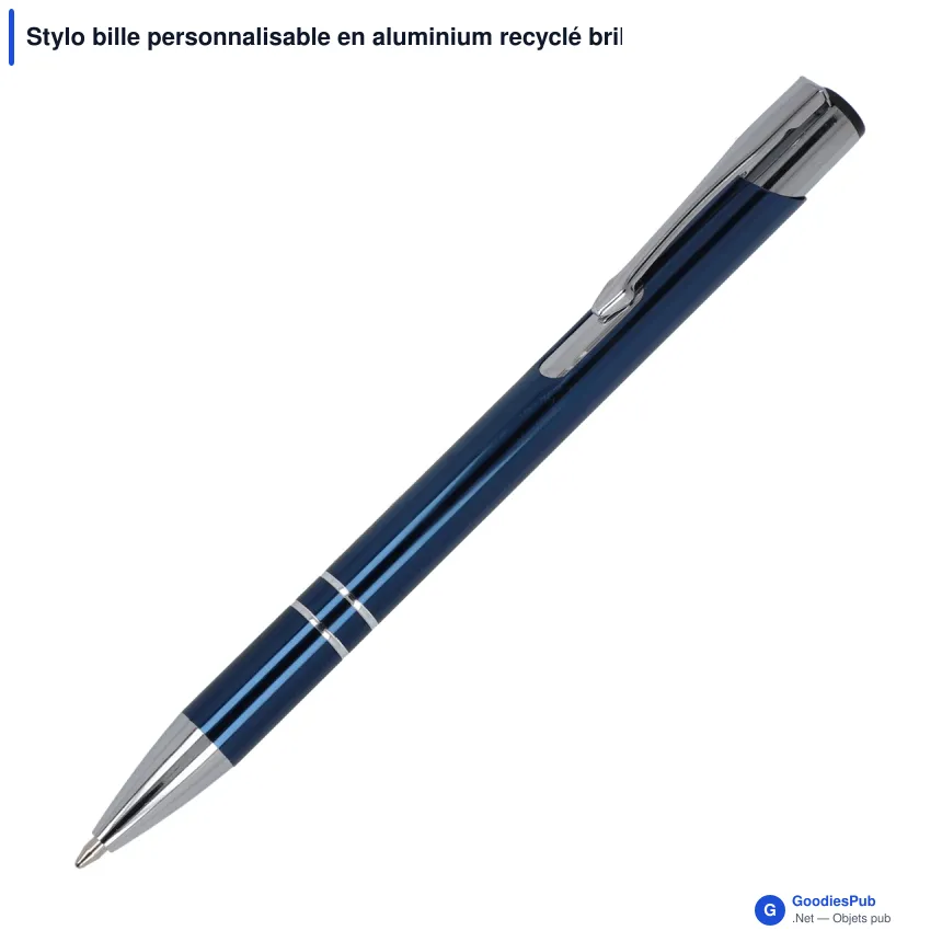 Stylo bille personnalisable en aluminium recyclé brillant encre noire - Alicante - Image 8
