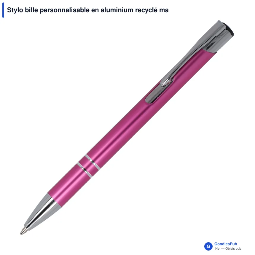 Stylo bille personnalisable en aluminium recyclé mat encre bleue - Alicante - Image 6