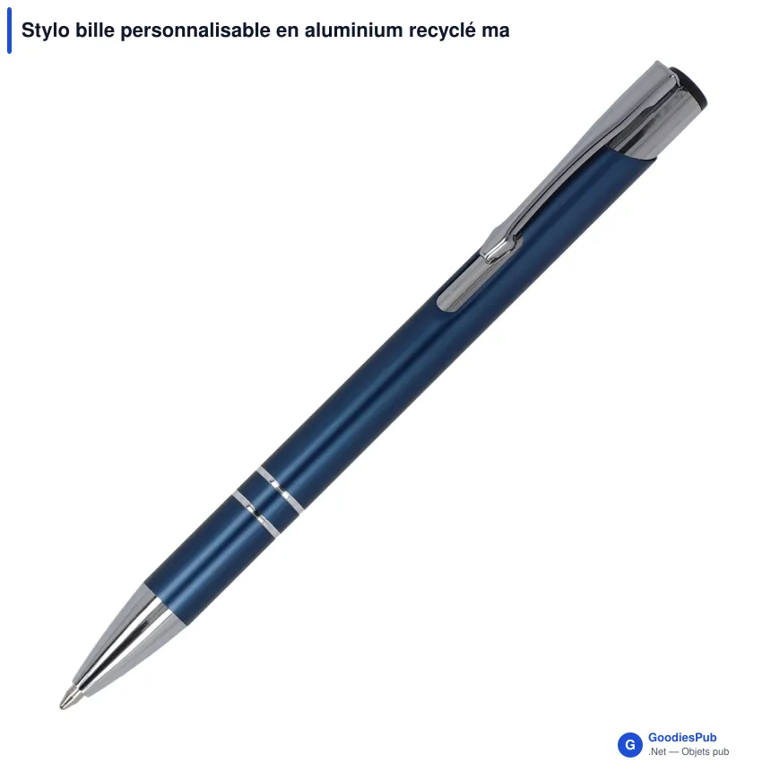 Stylo bille personnalisable en aluminium recyclé mat encre bleue - Alicante - Image 8