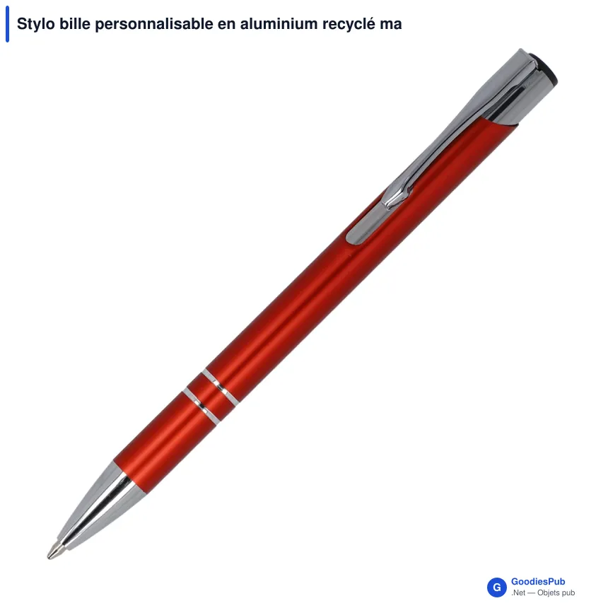Stylo bille personnalisable en aluminium recyclé mat encre bleue - Alicante - Image 9