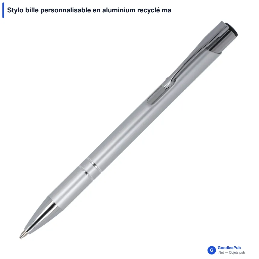 Stylo bille personnalisable en aluminium recyclé mat encre noire - Alicante - Image 2