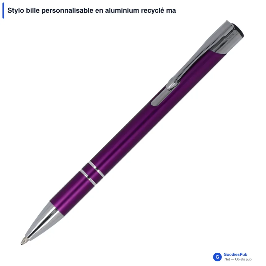 Stylo bille personnalisable en aluminium recyclé mat encre noire - Alicante - Image 7