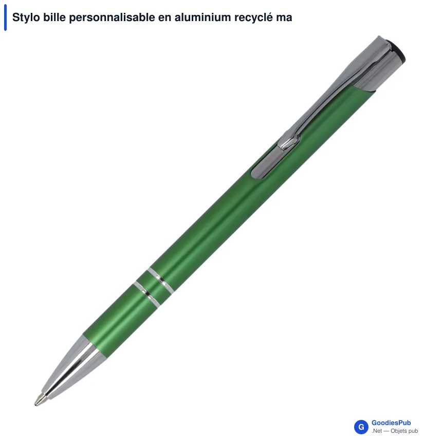 Stylo bille personnalisable en aluminium recyclé mat encre noire - Alicante - Image 8