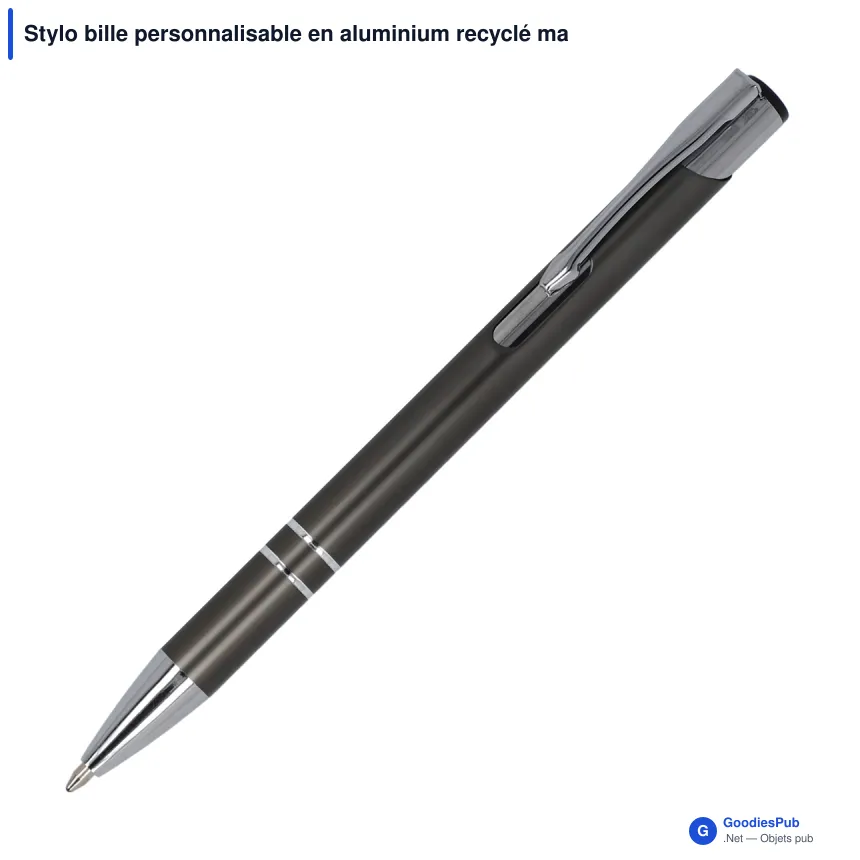 Stylo bille personnalisable en aluminium recyclé mat encre noire - Alicante - Image 9