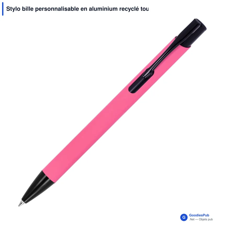 Stylo bille personnalisable en aluminium recyclé toucher doux encre noire - Alicante - Image 5