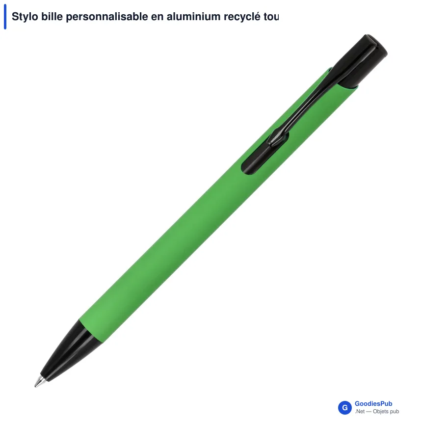 Stylo bille personnalisable en aluminium recyclé toucher doux encre noire - Alicante - Image 10