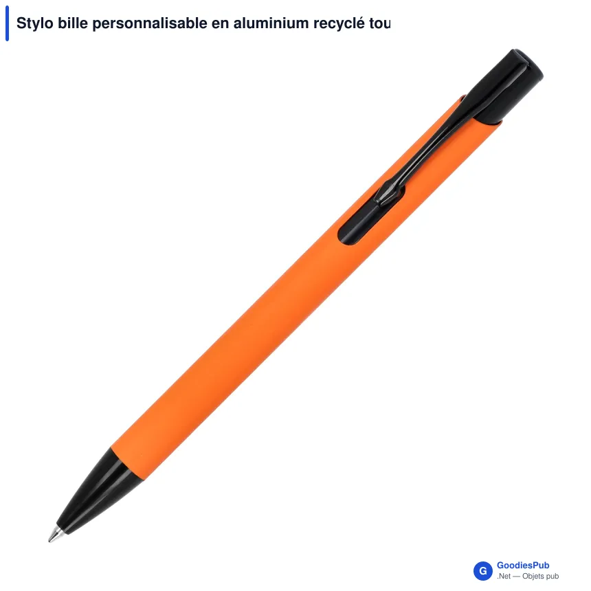 Stylo bille personnalisable en aluminium recyclé toucher doux encre bleue - Alicante - Image 3