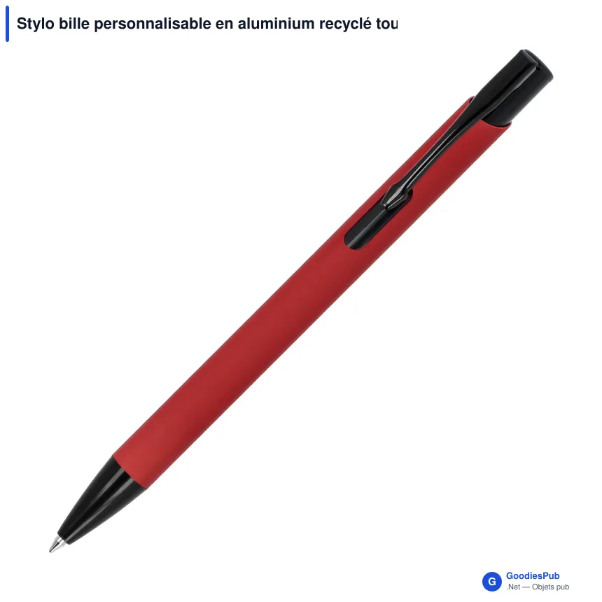 Stylo bille personnalisable en aluminium recyclé toucher doux encre bleue - Alicante - Image 6