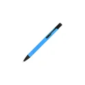 Variante Bleu clair / noir - Stylo bille personnalisable en aluminium recyclé toucher doux encre bleue - Alicante