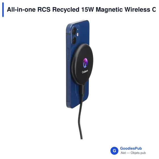 Chargeur sans fil personnalisable 15W avec logo - All-in-one RCS - Image 2