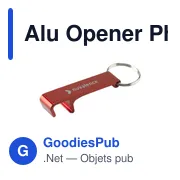 Porte-clés décapsuleur personnalisable en aluminium recyclé avec logo - Miniature 1