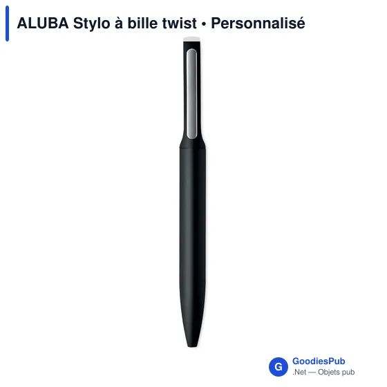 Stylo à bille personnalisable en aluminium recyclé - ALUBAavec logo - Image 2