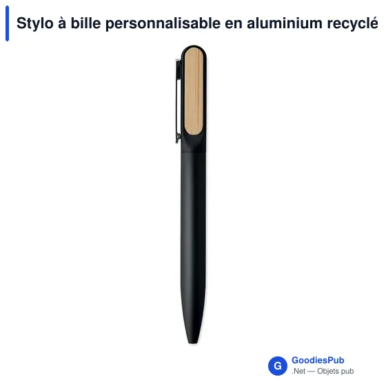 Stylo à bille personnalisable en aluminium recyclé - ALUBAavec logo - Image 3