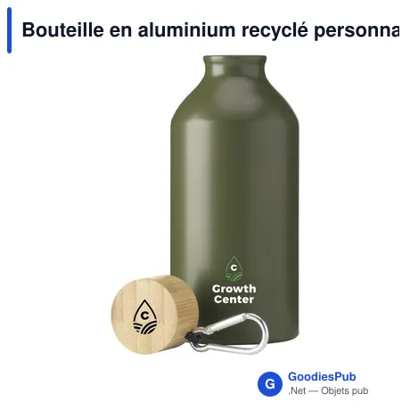 Bouteille en aluminium recyclé personnalisable 500 ml avec logo - AluBamboo GRS