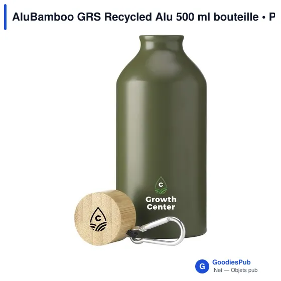Bouteille en aluminium recyclé personnalisable 500 ml avec logo - AluBamboo GRS - Image 1