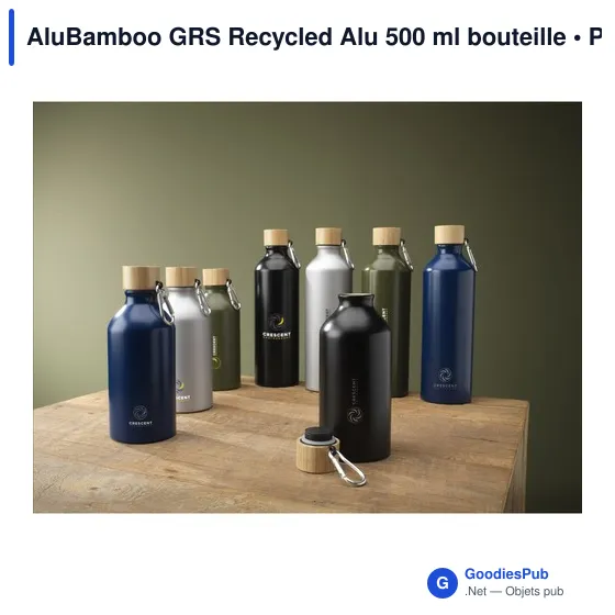 Bouteille en aluminium recyclé personnalisable 500 ml avec logo - AluBamboo GRS - Image 2