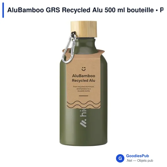 Bouteille en aluminium recyclé personnalisable 500 ml avec logo - AluBamboo GRS - Image 3