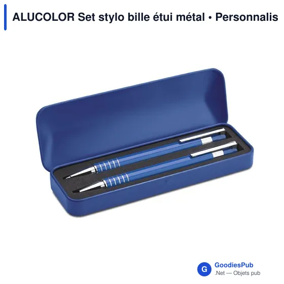 ALUCOLOR Set stylo bille étui métal - Image 1