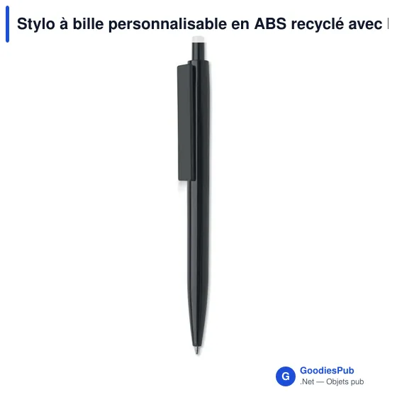 Stylo à bille personnalisable en ABS recyclé avec logo - Image 1
