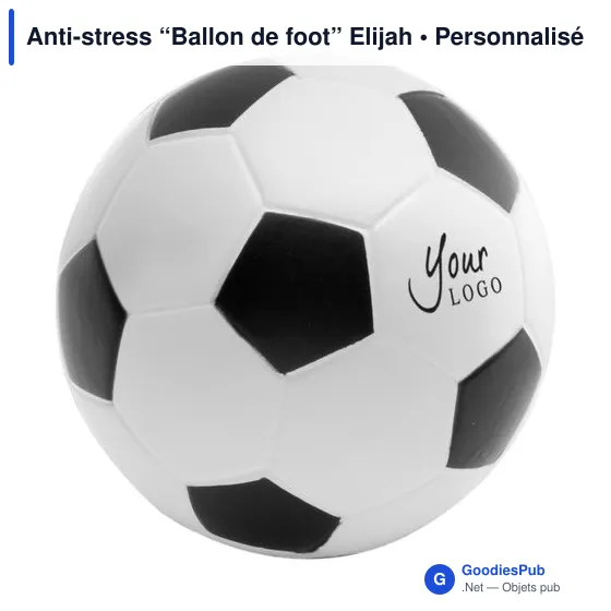 Balle anti-stress personnalisable en forme de ballon de foot - Elijahavec logo - Image 2