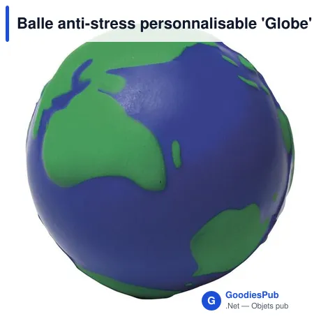 Balle anti-stress personnalisable 'Globe' Aila avec logo