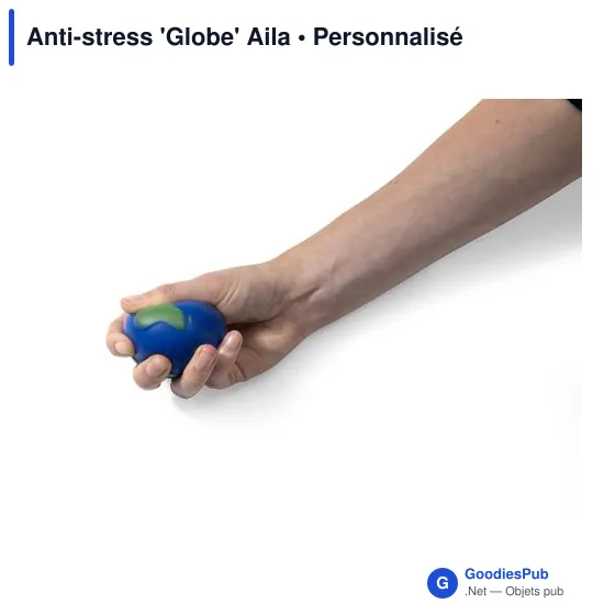 Balle anti-stress personnalisable 'Globe' Aila avec logo - Image 2