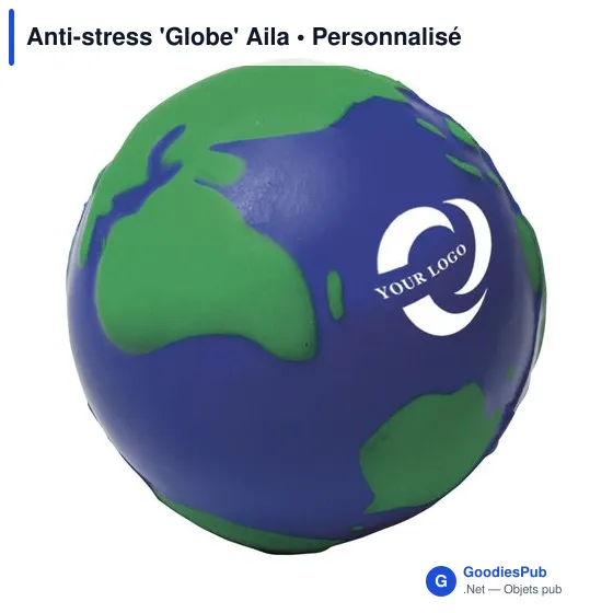 Balle anti-stress personnalisable 'Globe' Aila avec logo - Image 3
