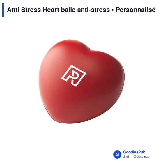 Balle anti-stress personnalisable en PVC avec logo - Anti Stress Heart - Image 1