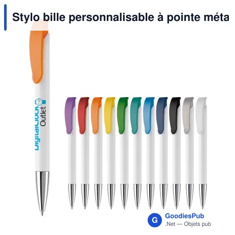 Stylo bille personnalisable à pointe métal avec logo - Apollo