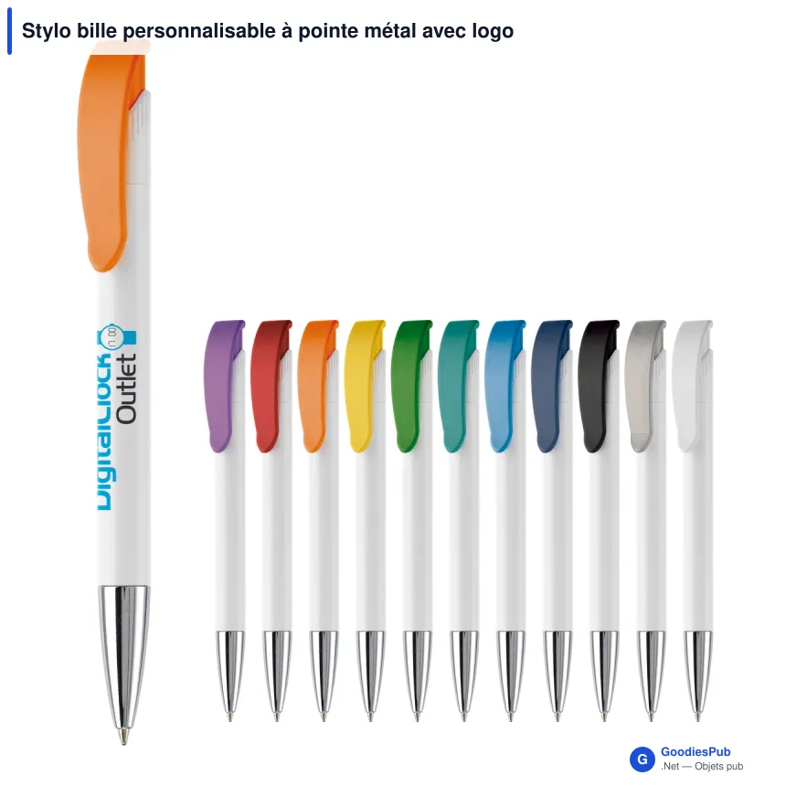 Stylo bille personnalisable à pointe métal avec logo - Apollo - Image 1