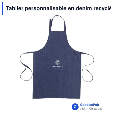 Tablier personnalisable en denim recyclé avec logo - Apron GRS