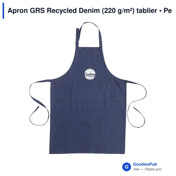 Tablier personnalisable en denim recyclé avec logo - Apron GRS - Image 3