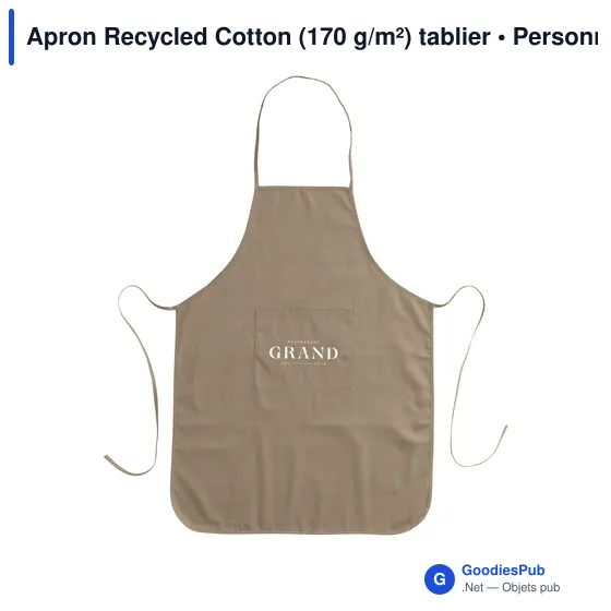 Tablier en coton recyclé personnalisable avec logo - Apron Recycled Cotton - Image 1