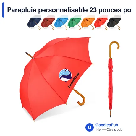 Parapluie personnalisable 23 pouces poignée crochet automatique avec logo - Aran