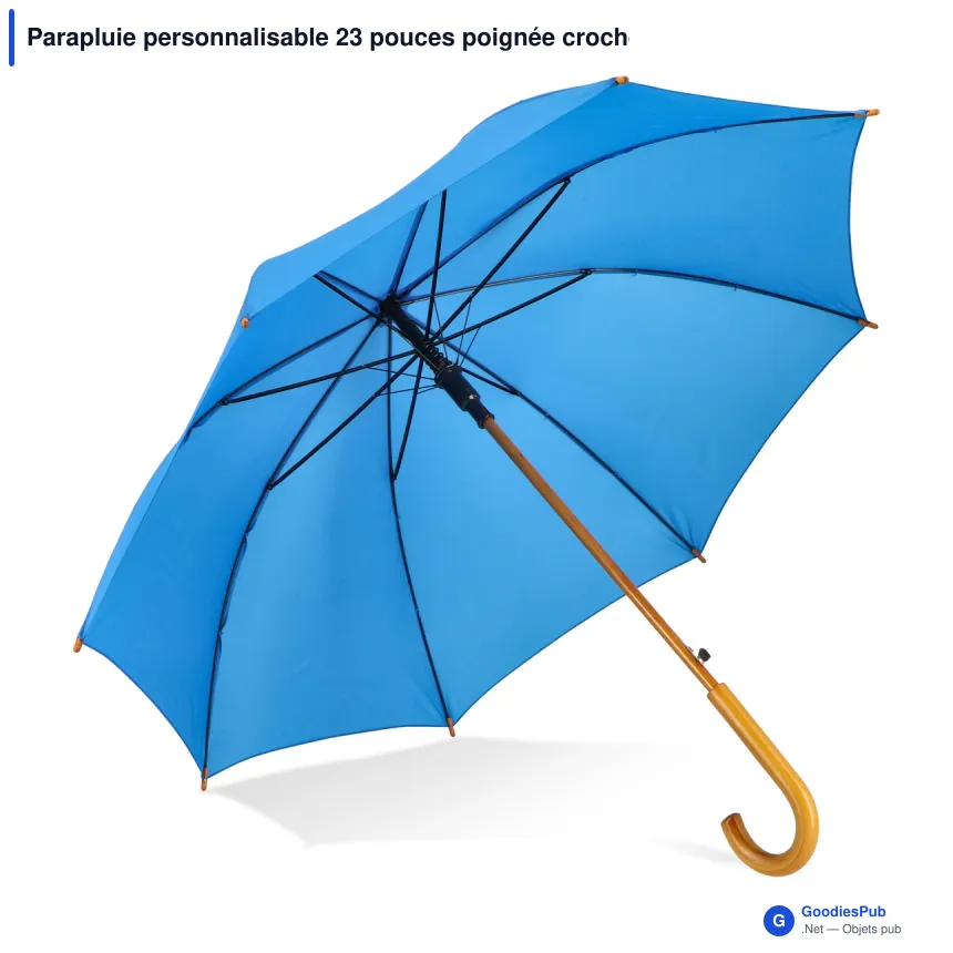 Parapluie personnalisable 23 pouces poignée crochet automatique avec logo - Aran - Image 2