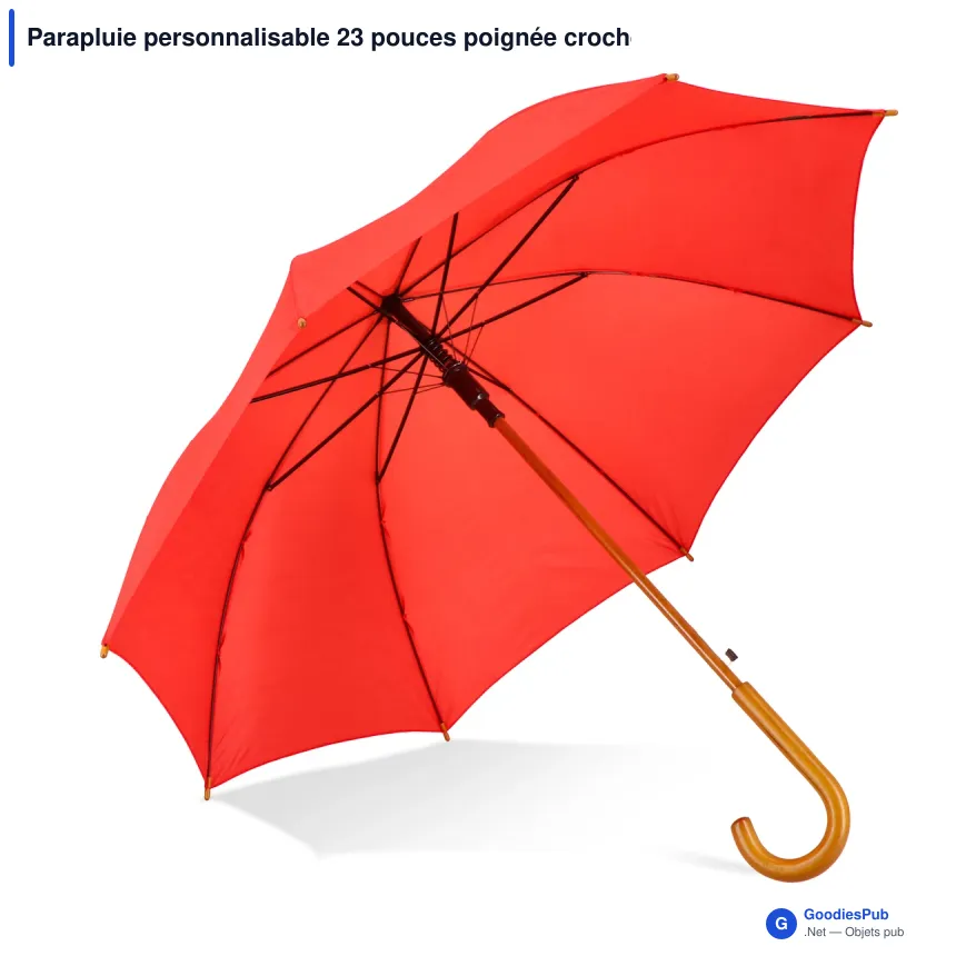 Parapluie personnalisable 23 pouces poignée crochet automatique avec logo - Aran - Image 3