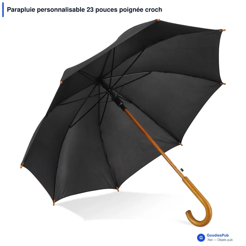 Parapluie personnalisable 23 pouces poignée crochet automatique avec logo - Aran - Image 4
