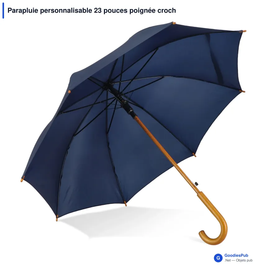 Parapluie personnalisable 23 pouces poignée crochet automatique avec logo - Aran - Image 5