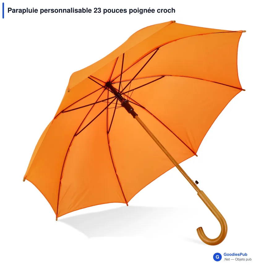 Parapluie personnalisable 23 pouces poignée crochet automatique avec logo - Aran - Image 6
