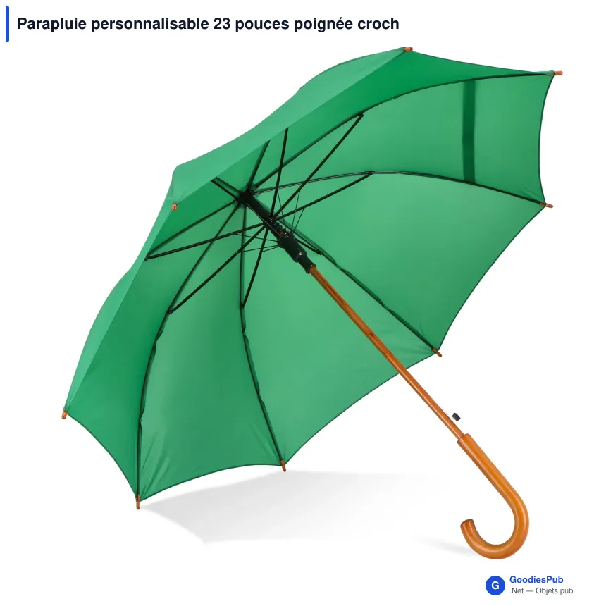 Parapluie personnalisable 23 pouces poignée crochet automatique avec logo - Aran - Image 7